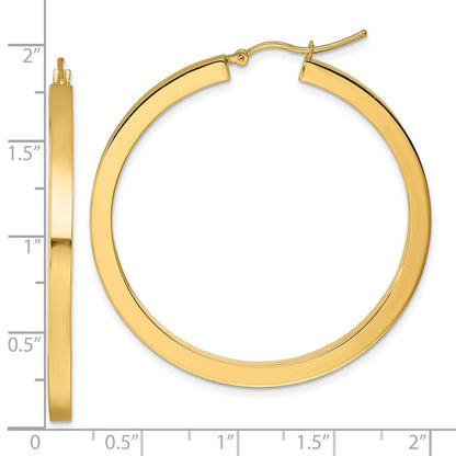14K Gelbgold 3mm Poliert Quadratisch Creolen