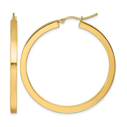 14K Gelbgold 3mm Poliert Quadratisch Creolen
