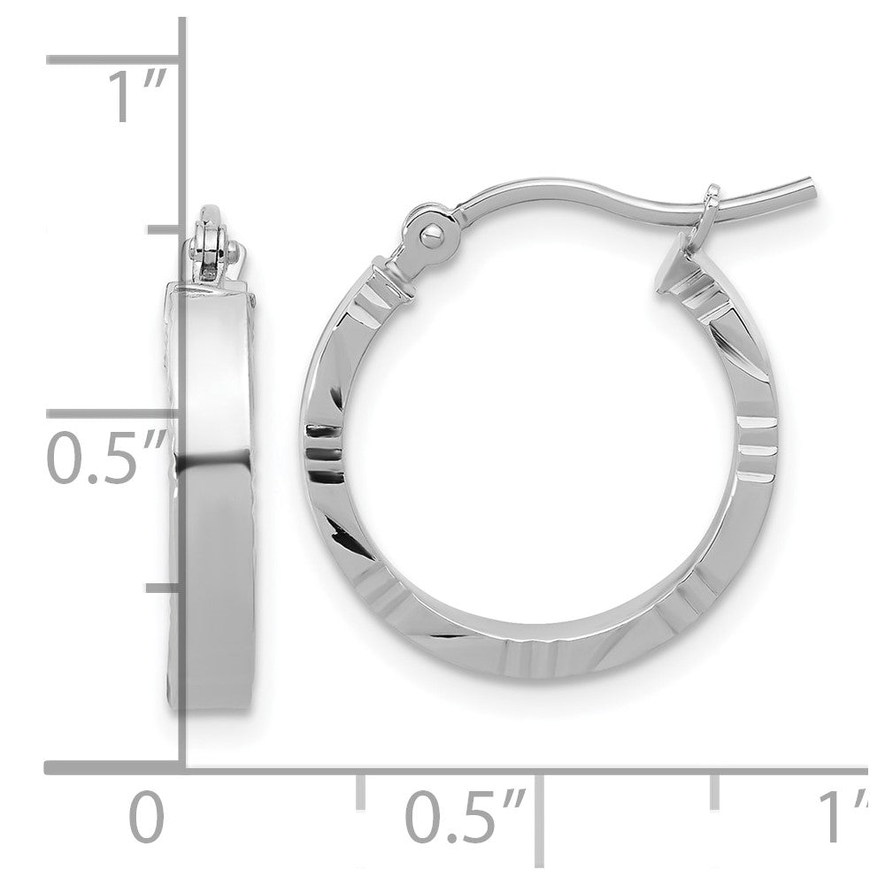14K Weißgold Klein 3mm Diamantiert Kante Poliert Creolen