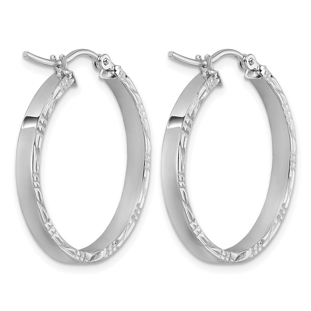 14K Weißgold Diamantiert Kante Mittel 3mm Poliert Creolen