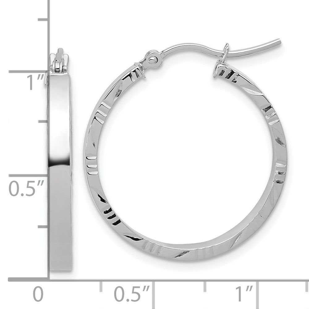 14K Weißgold Diamantiert Kante Mittel 3mm Poliert Creolen