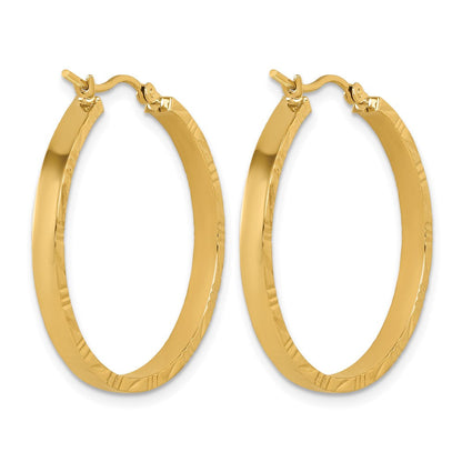 14K Gelbgold Diamantiert Kante Groß 3mm Poliert Creolen
