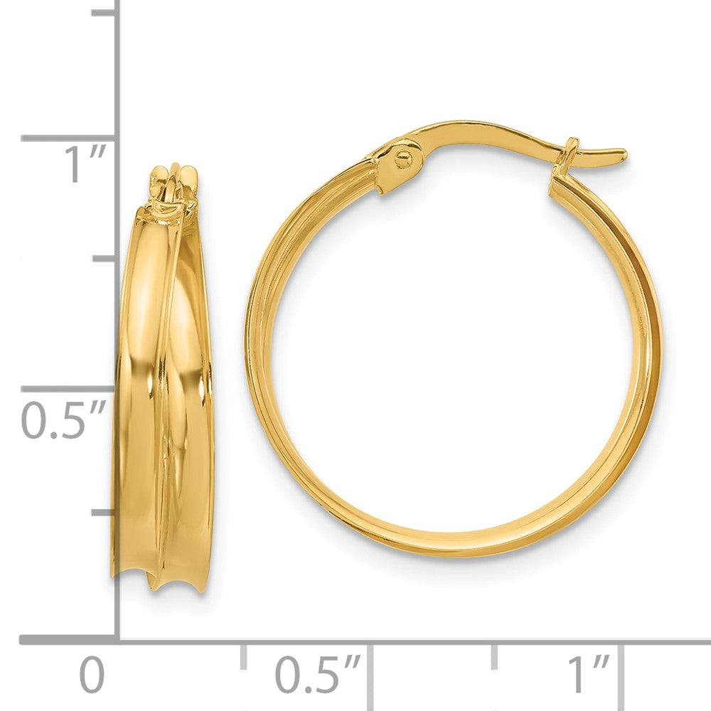 14K Gelbgold Poliert Gerillt Rund Creolen