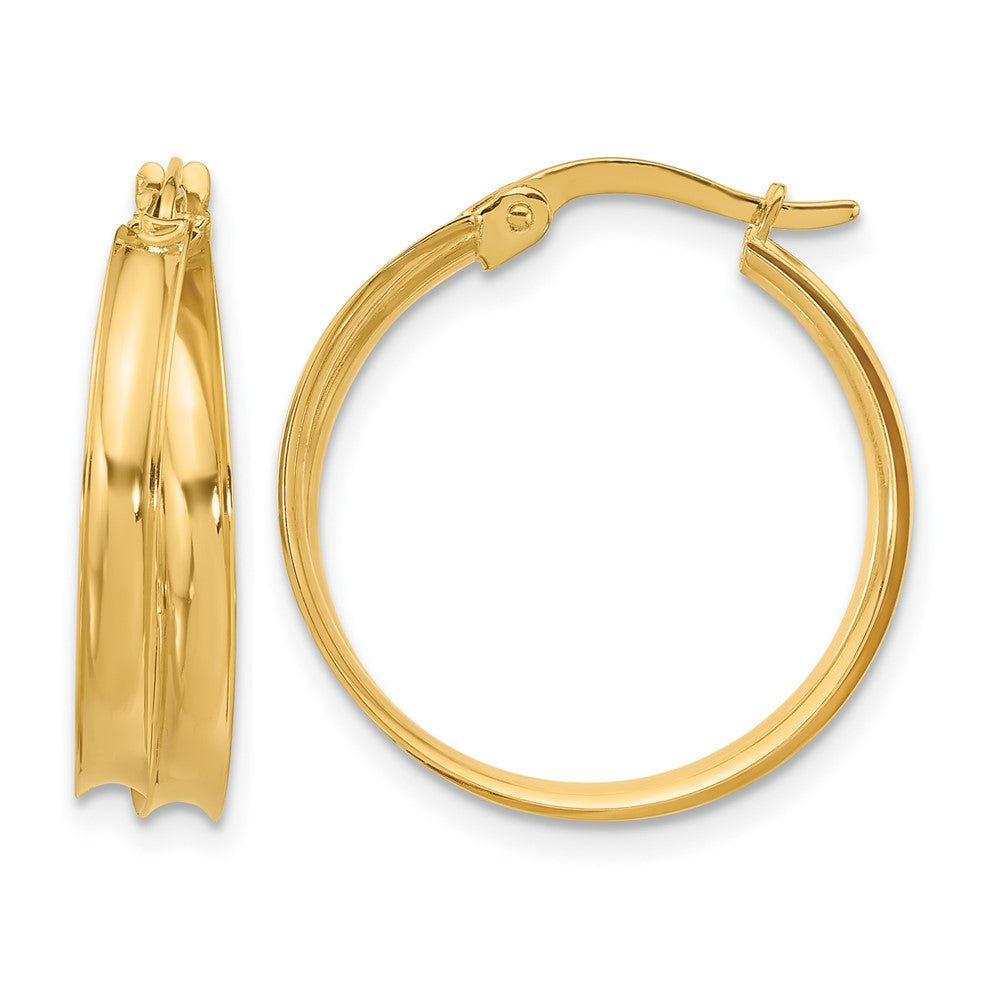 14K Gelbgold Poliert Gerillt Rund Creolen