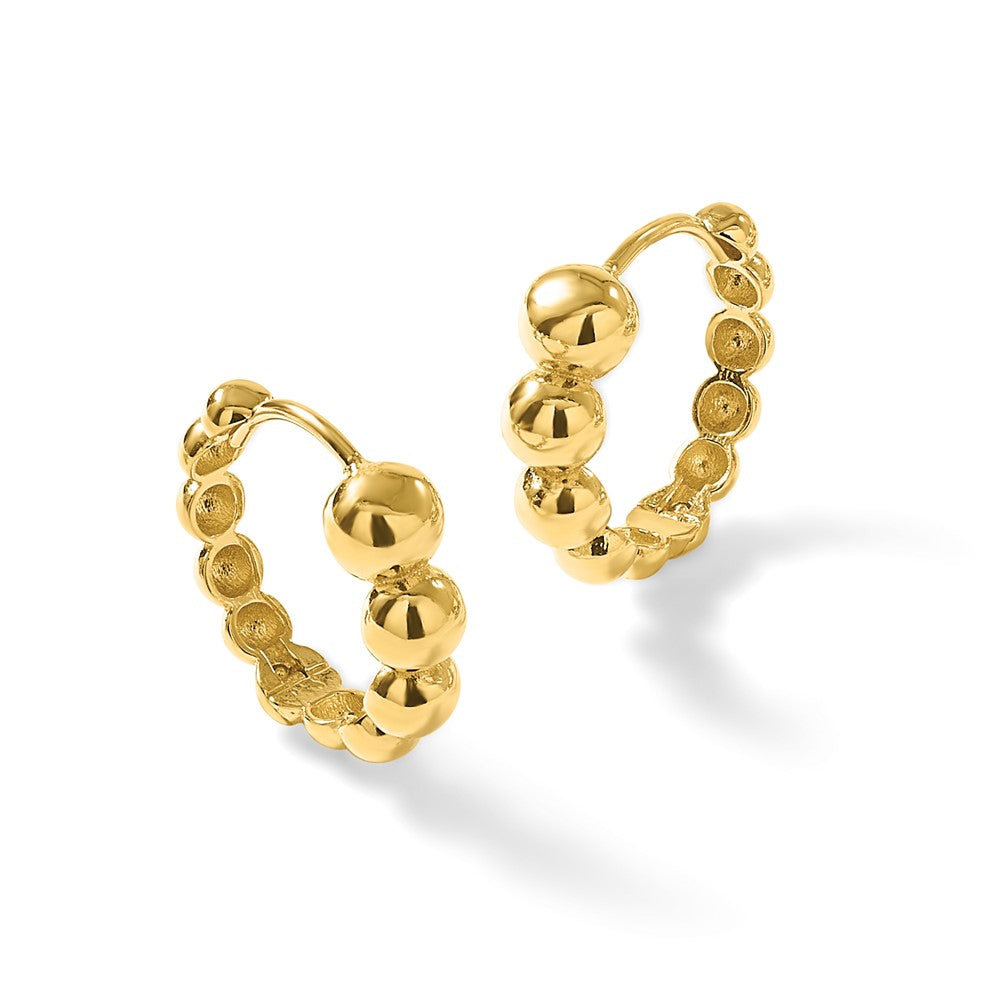 14K Gelbgold Poliert Gekugelt Creolen