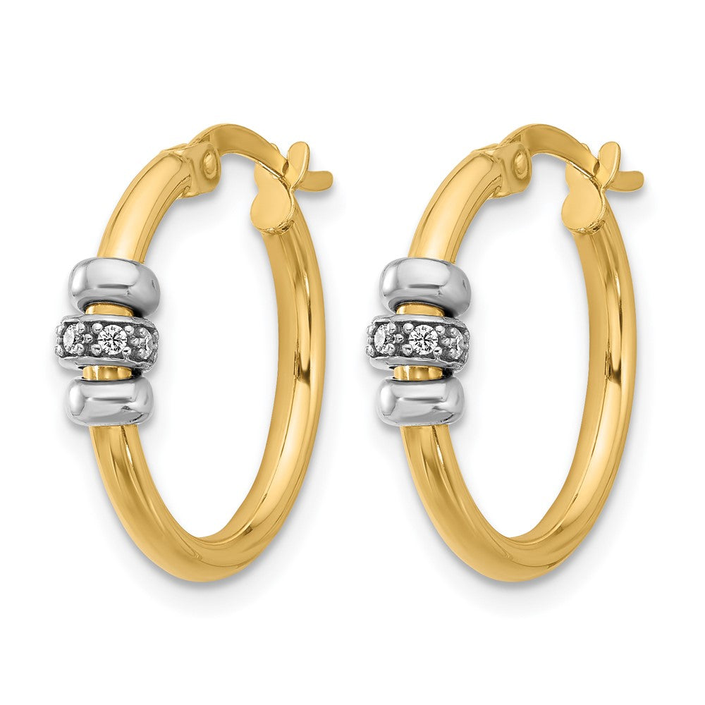 14K Bicolor Poliert Zirkonia Creolen