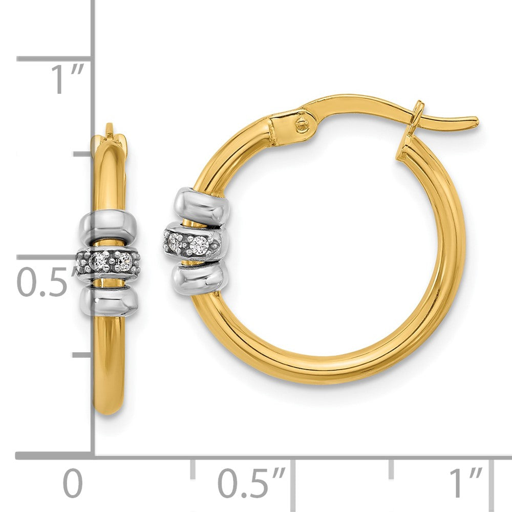 14K Bicolor Poliert Zirkonia Creolen