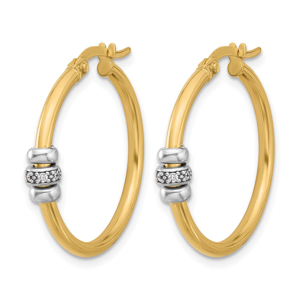 14K Bicolor Poliert Zirkonia Creolen