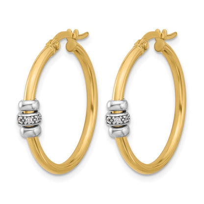14K Bicolor Poliert Zirkonia Creolen