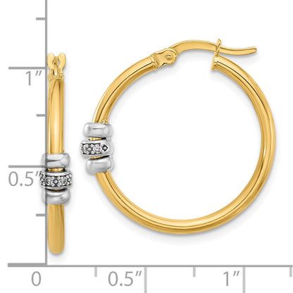 14K Bicolor Poliert Zirkonia Creolen