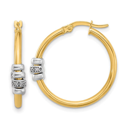 14K Bicolor Poliert Zirkonia Creolen