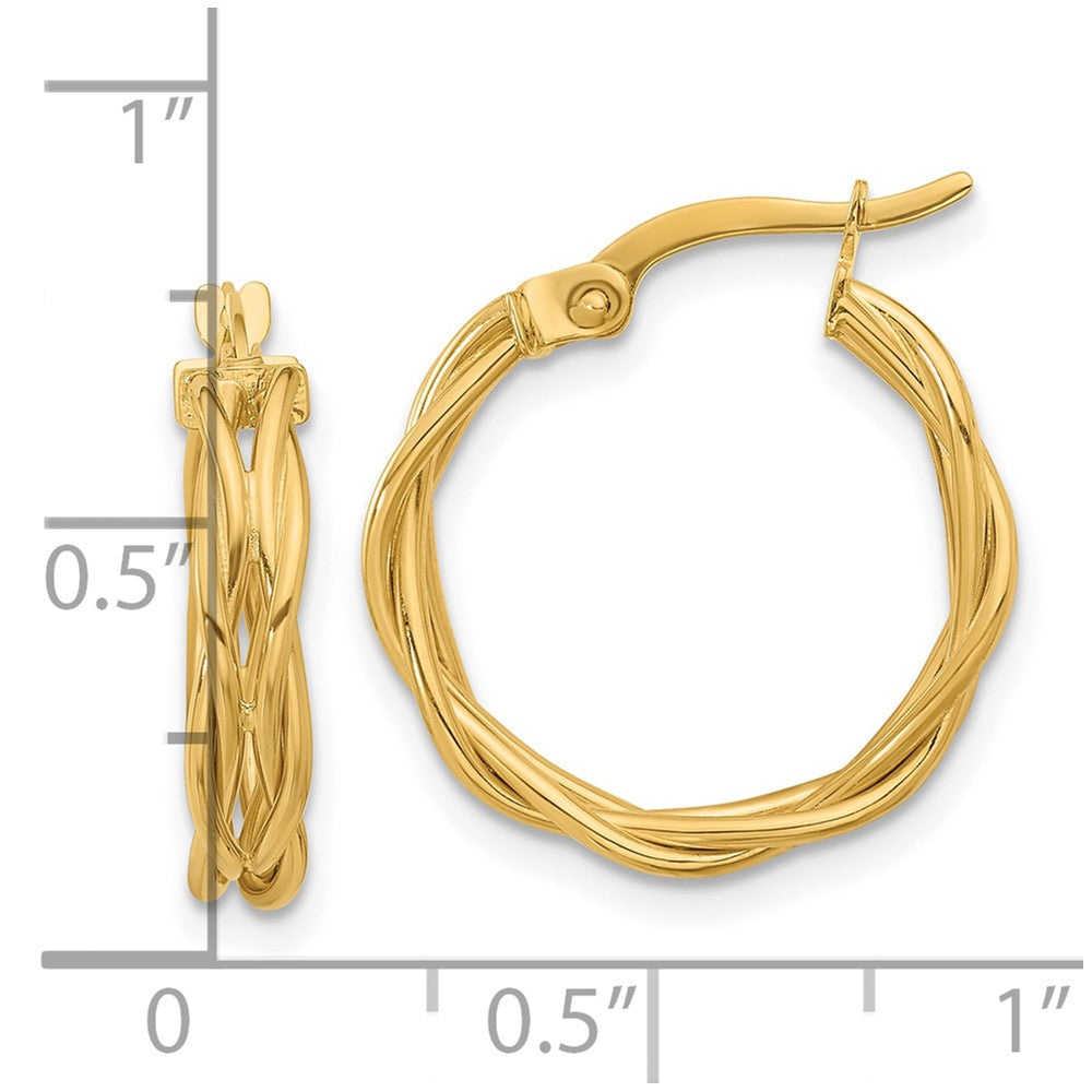 14K Gelbgold Poliert Geflochten Creolen