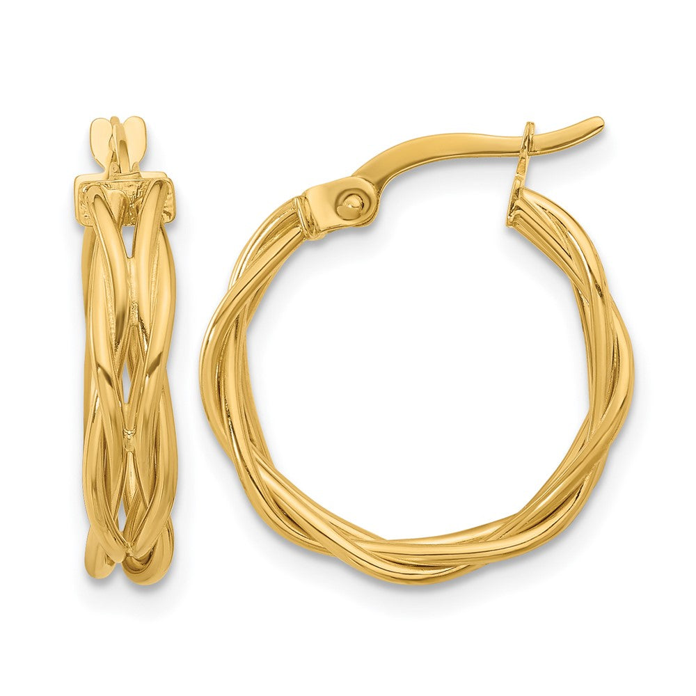14K Gelbgold Poliert Geflochten Creolen