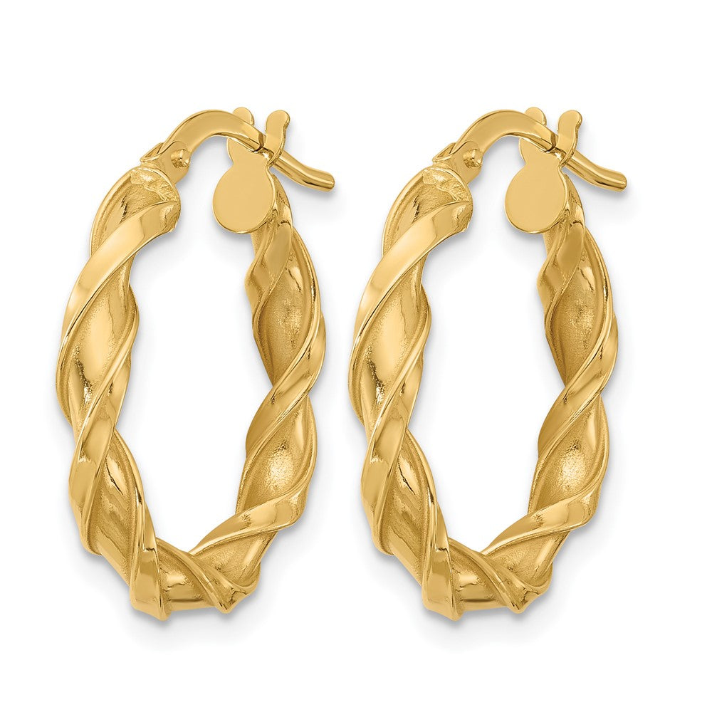14K Gelbgold Poliert Gedreht Creolen