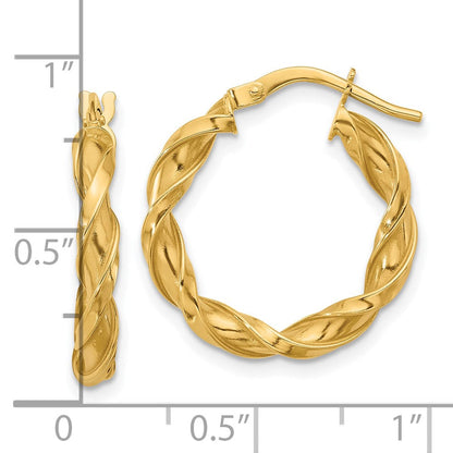 14K Gelbgold Poliert Gedreht Creolen