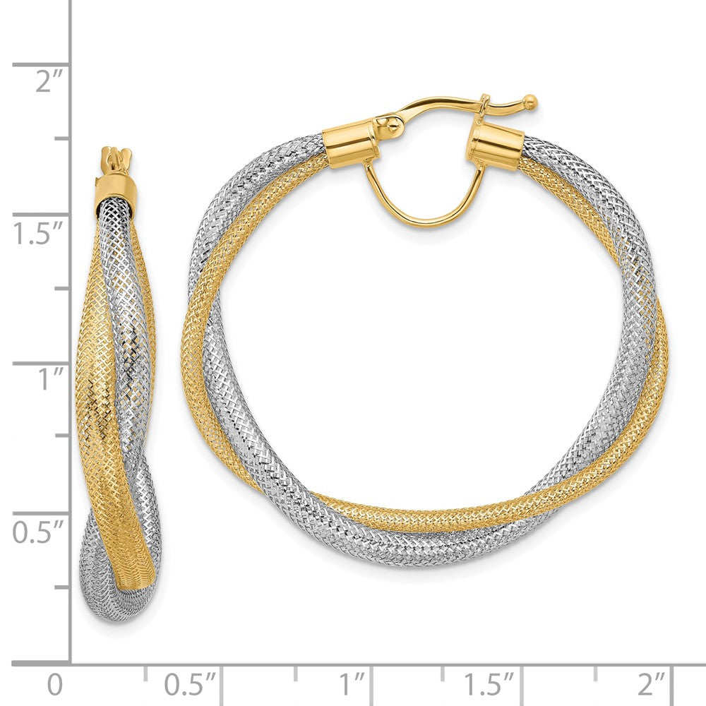 14K Gelbgold Rhodium Geflochten Netz Dehnbar Creolen
