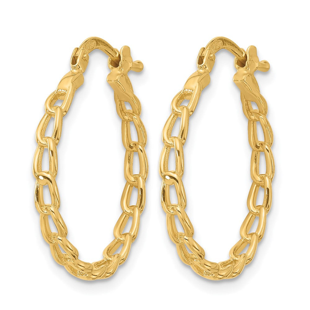 14K Gelbgold Poliert Panzer Glieder Design Creolen