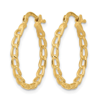 14K Gelbgold Poliert Panzer Glieder Design Creolen