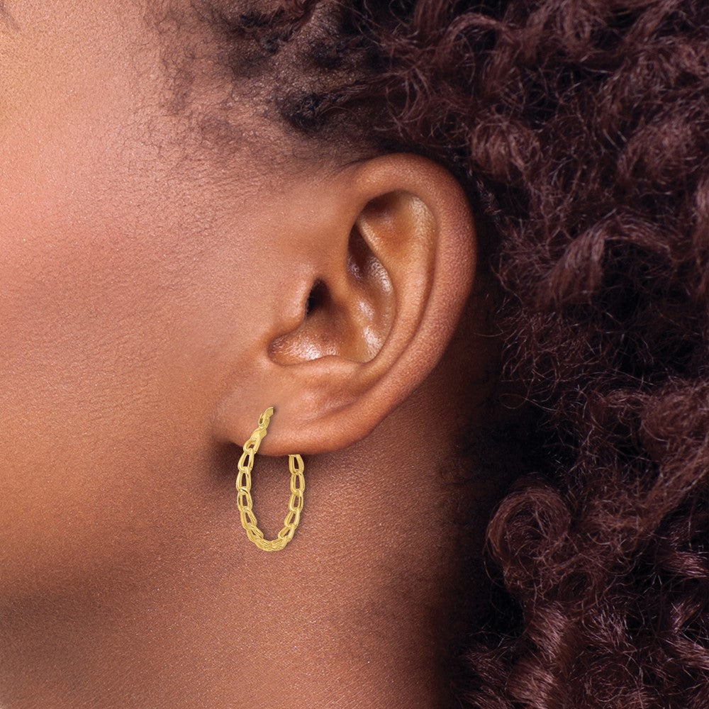 14K Gelbgold Poliert Panzer Glieder Design Creolen
