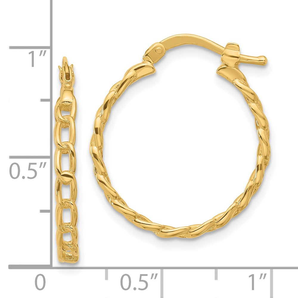 14K Gelbgold Poliert Panzer Glieder Design Creolen
