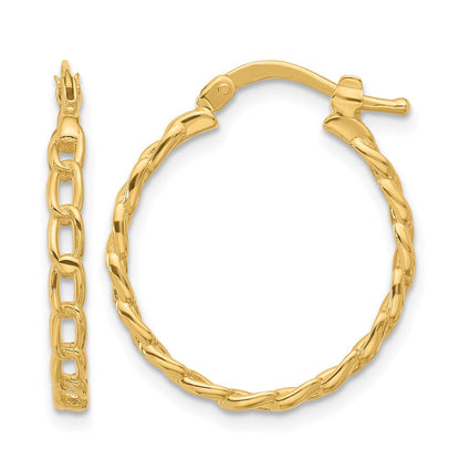 14K Gelbgold Poliert Panzer Glieder Design Creolen