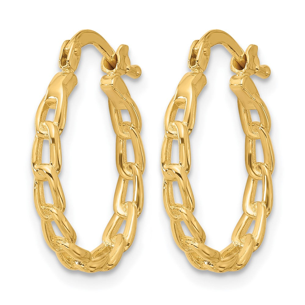 14K Gelbgold Poliert Panzer Glieder Design Creolen