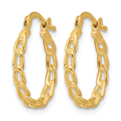 14K Gelbgold Poliert Panzer Glieder Design Creolen