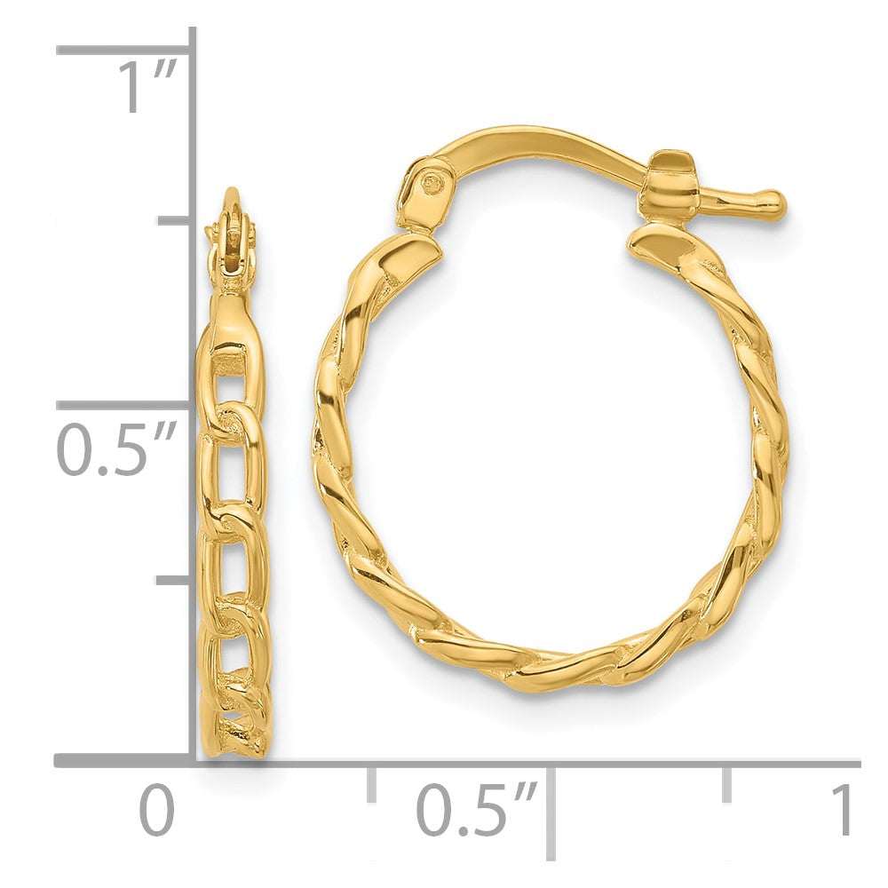 14K Gelbgold Poliert Panzer Glieder Design Creolen