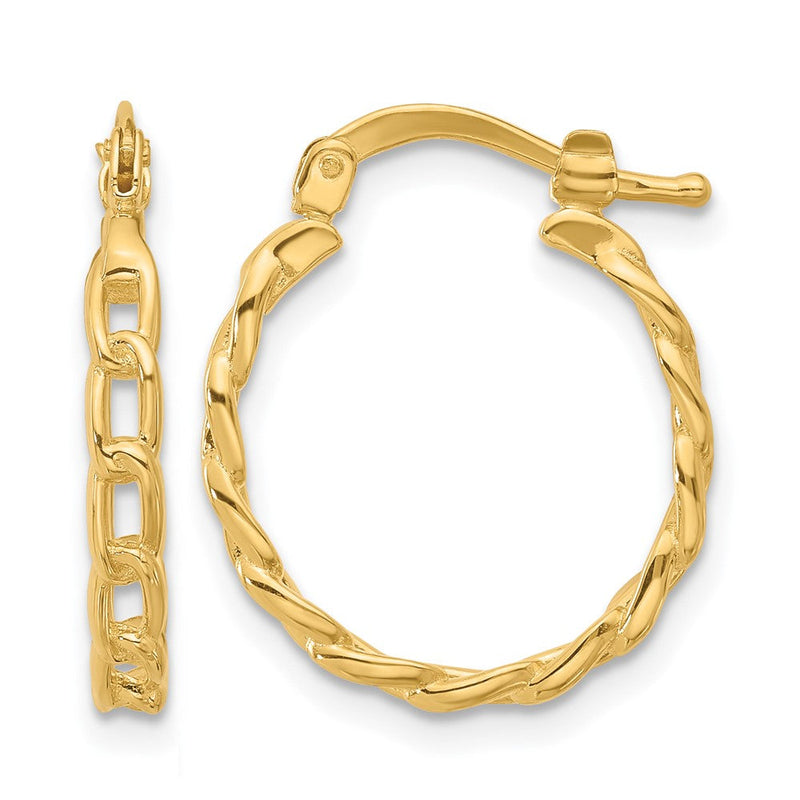 14K Gelbgold Poliert Panzer Glieder Design Creolen