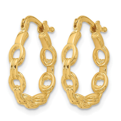 14K Gelbgold Poliert Glieder Design Creolen