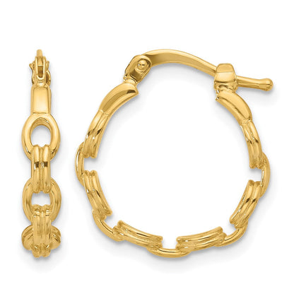 14K Gelbgold Poliert Glieder Design Creolen