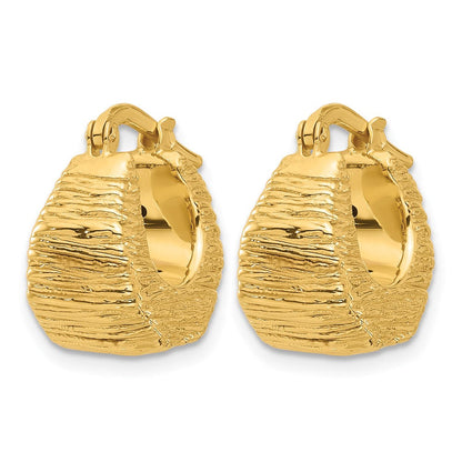 14K Gelbgold Poliert und Strukturiert Creolen