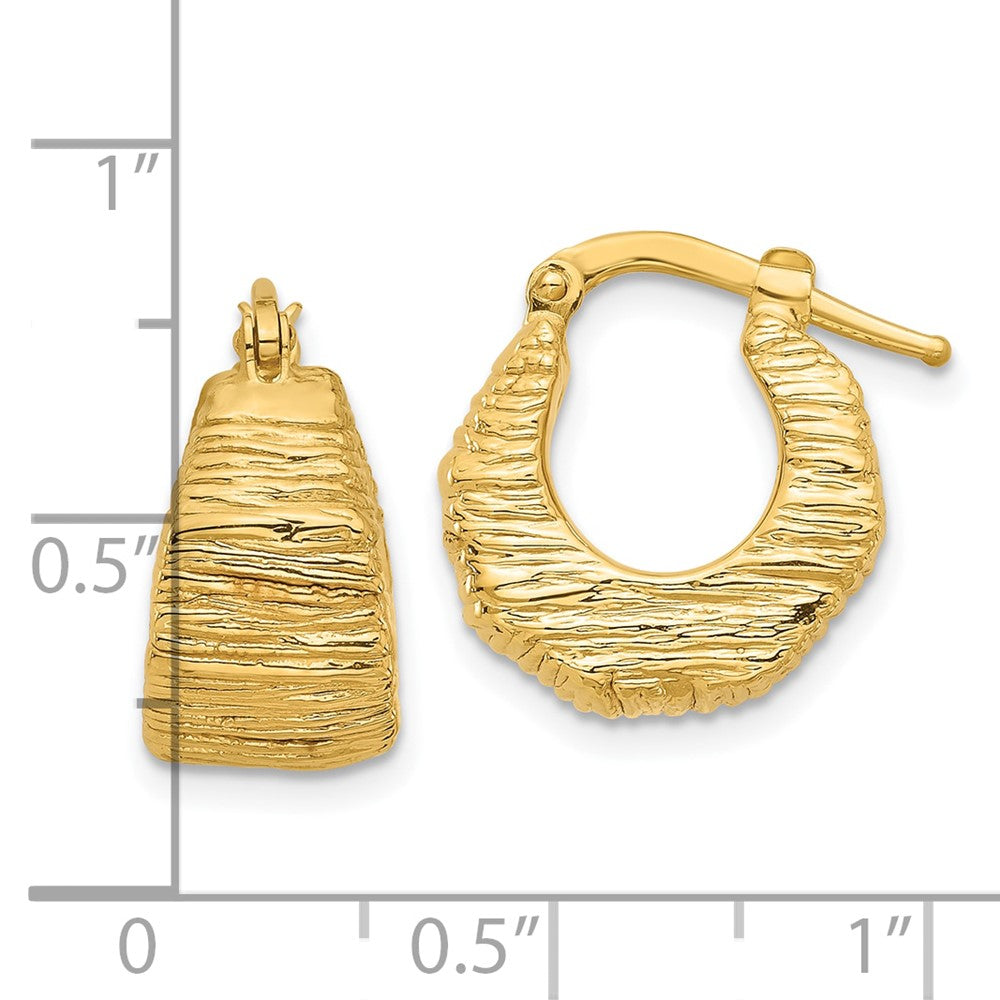 14K Gelbgold Poliert und Strukturiert Creolen
