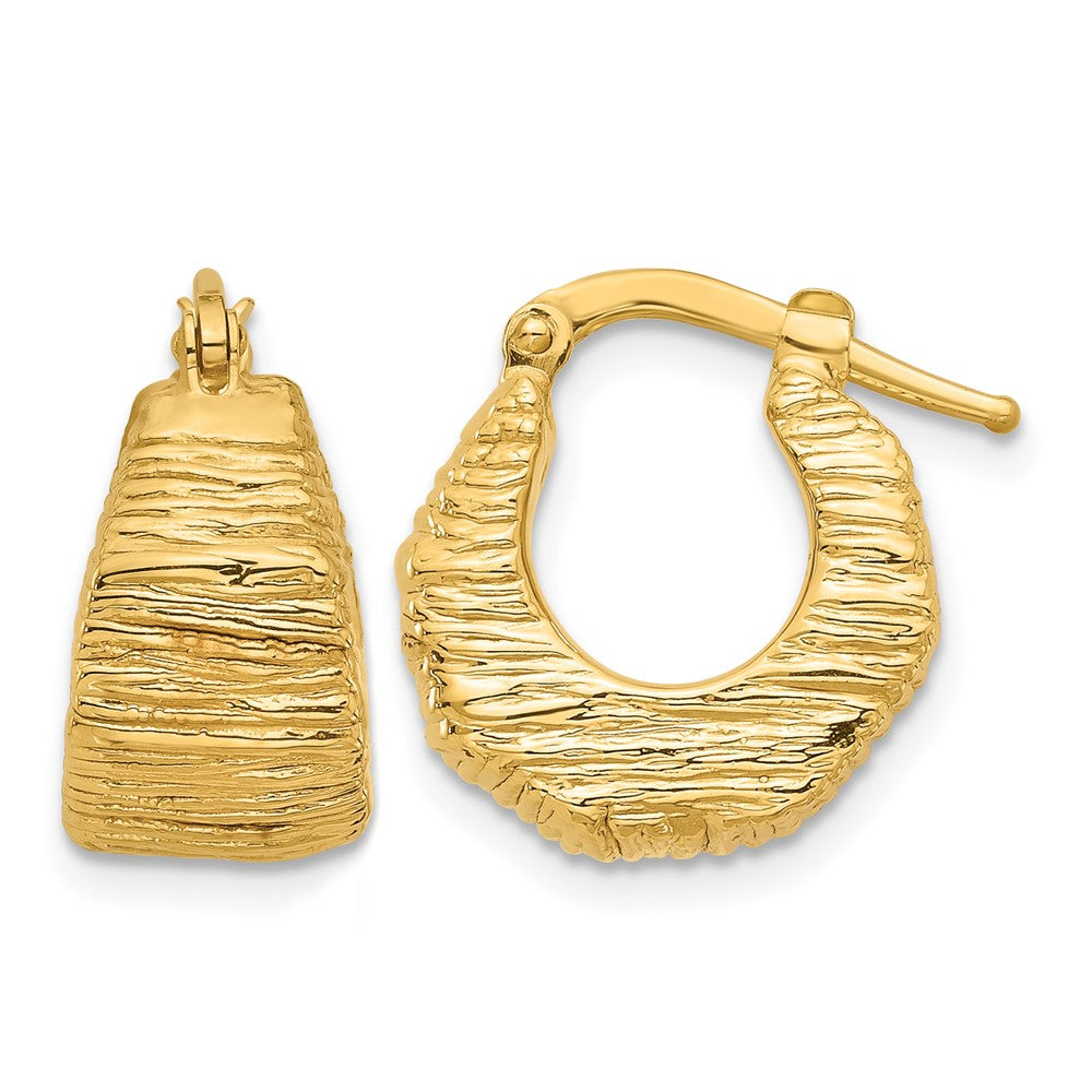 14K Gelbgold Poliert und Strukturiert Creolen