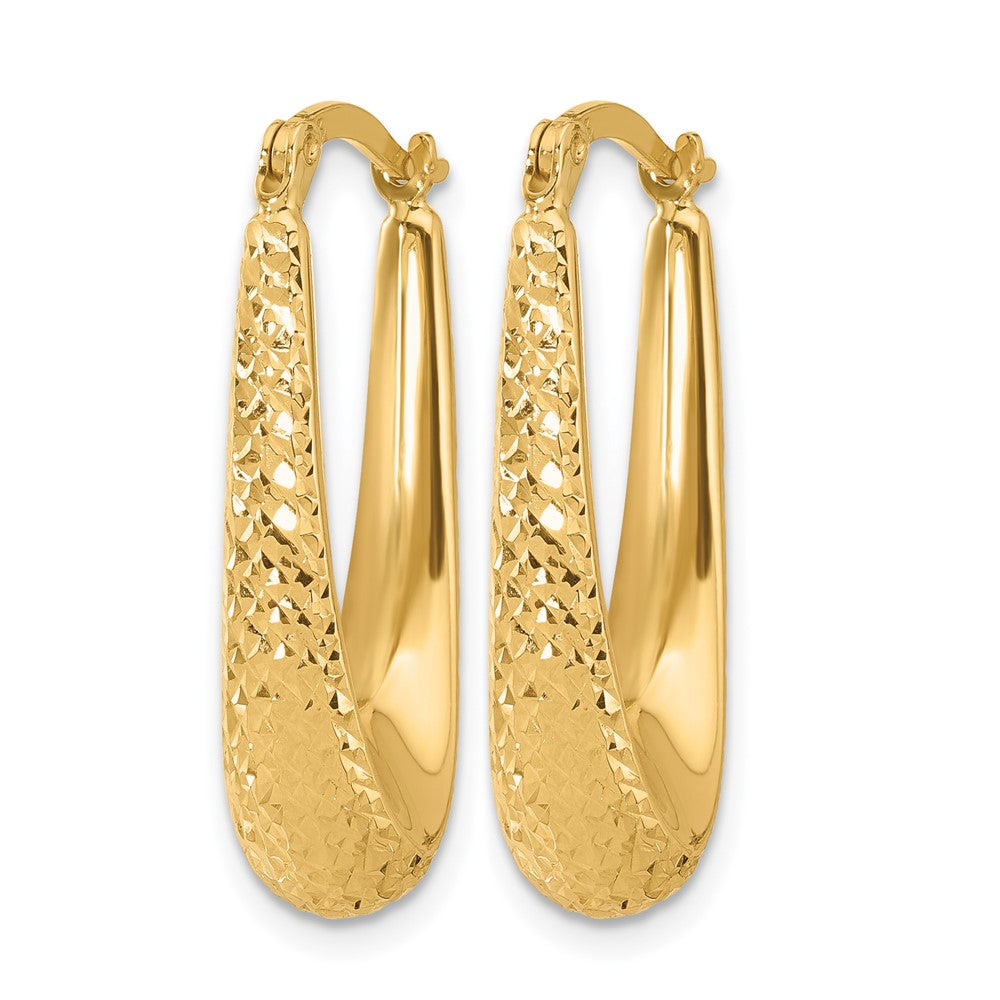 14K Gelbgold Poliert und Diamantiert Creolen