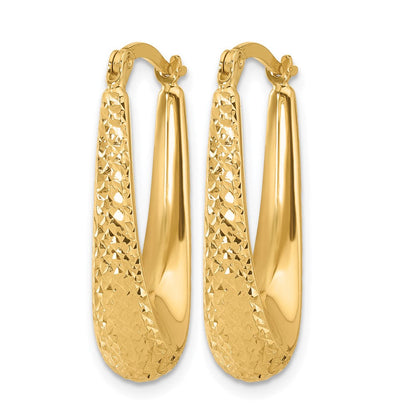 14K Gelbgold Poliert und Diamantiert Creolen