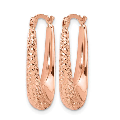 14K Roségold Poliert und Diamantiert Creolen