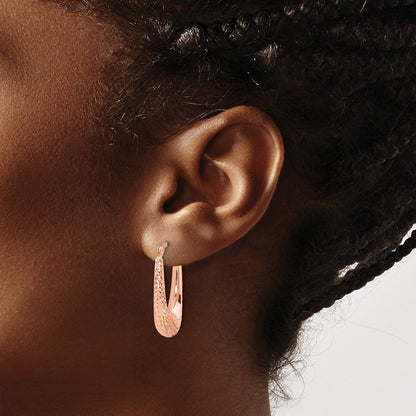 14K Roségold Poliert und Diamantiert Creolen