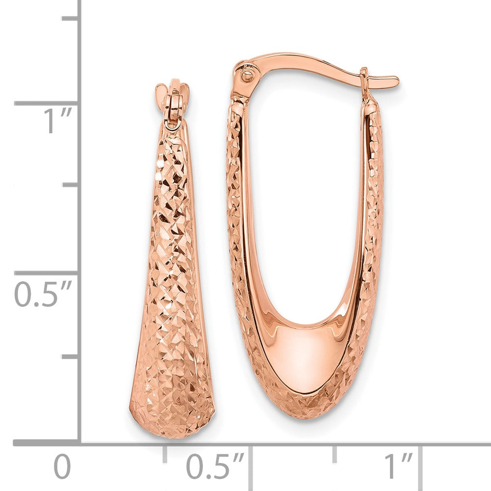 14K Roségold Poliert und Diamantiert Creolen
