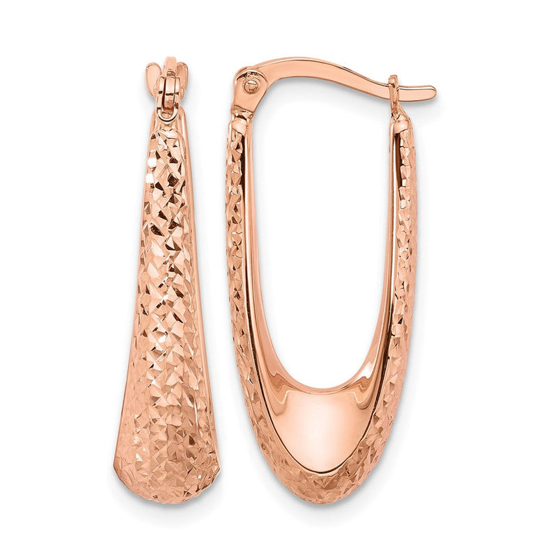 14K Roségold Poliert und Diamantiert Creolen