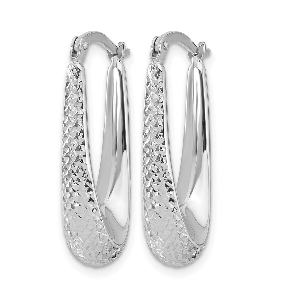 14K Weißgold Poliert und Diamantiert Creolen