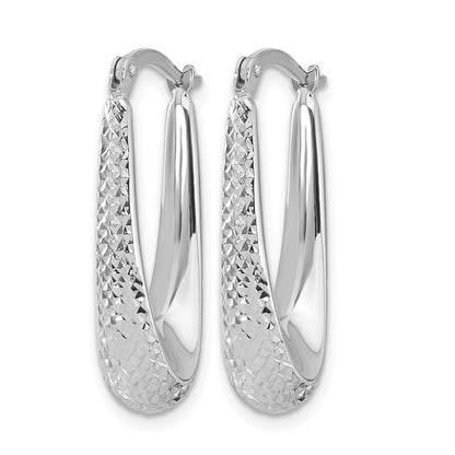 14K Weißgold Poliert und Diamantiert Creolen