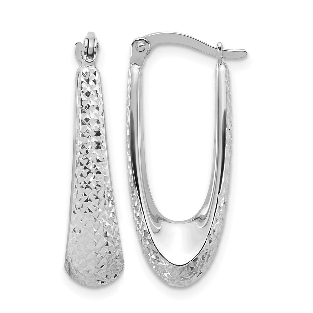 14K Weißgold Poliert und Diamantiert Creolen