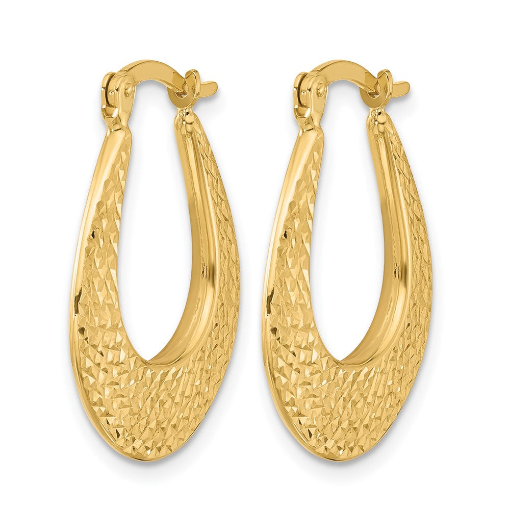 14K Gelbgold Poliert und Diamantiert Creolen