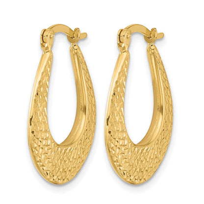 14K Gelbgold Poliert und Diamantiert Creolen