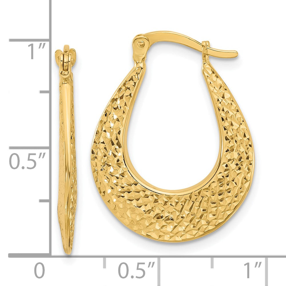 14K Gelbgold Poliert und Diamantiert Creolen