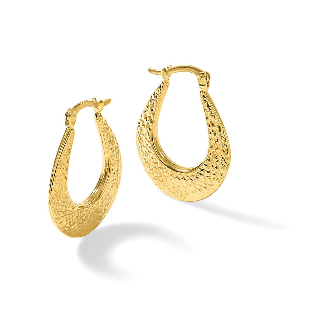 14K Gelbgold Poliert und Diamantiert Creolen