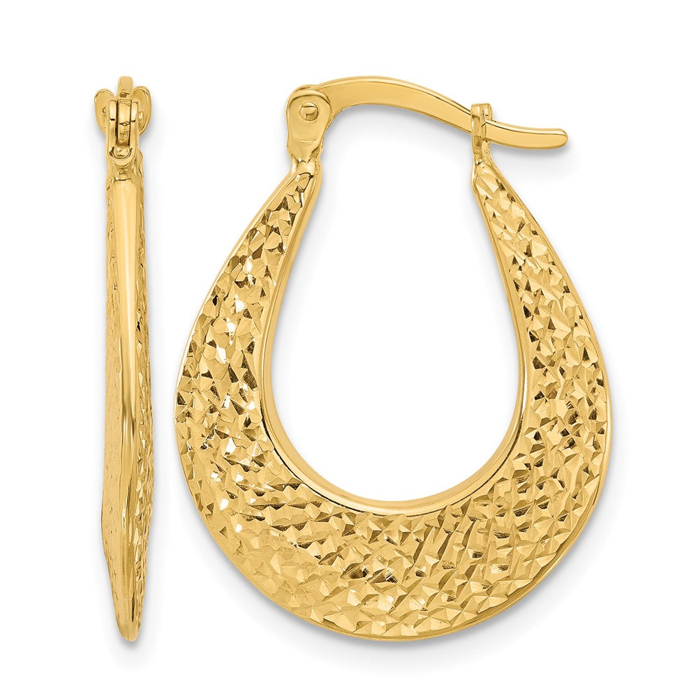 14K Gelbgold Poliert und Diamantiert Creolen