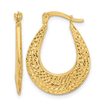14K Gelbgold Poliert und Diamantiert Creolen