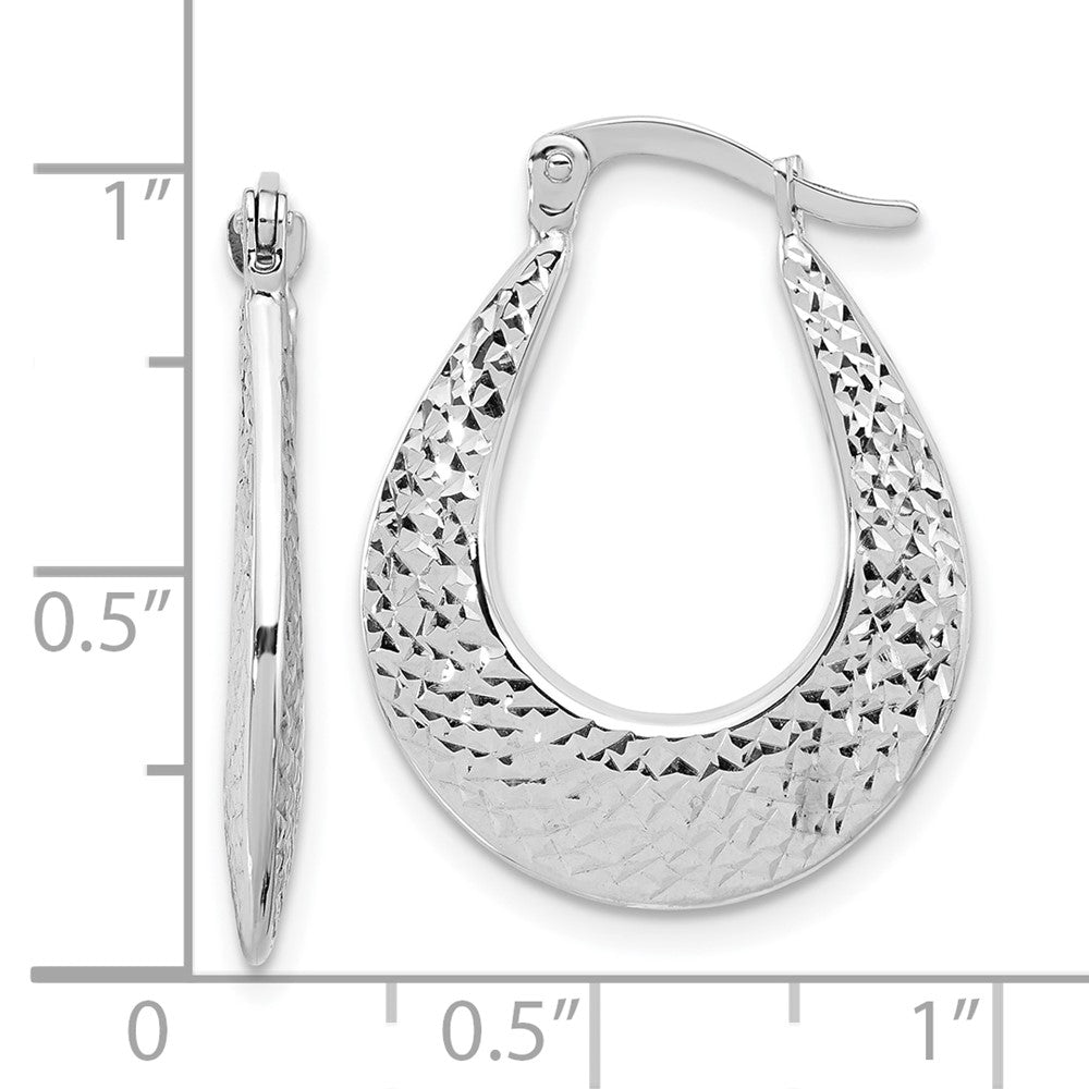 14K Weißgold Poliert und Diamantiert Creolen